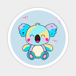 Happy smiling baby koala bear with love hearts. Kawaii cartoon Magnet